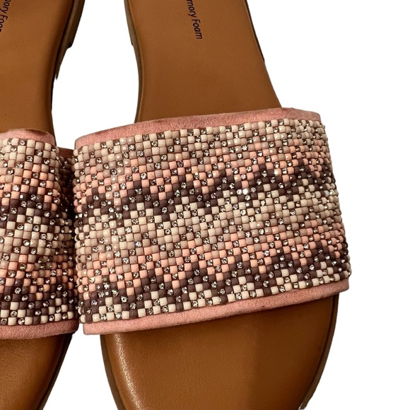 Time and Tru Embellished pink Band Flat Slide Sandal Size 7.5 - Picture 4 of 9
